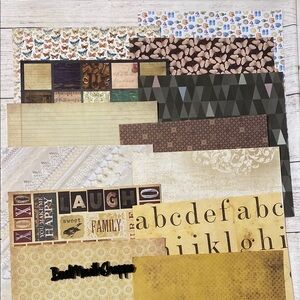 12x12 Scrapbook Paper Lot Vintage Letters Butterflies Beach Wedding Prints (I2)